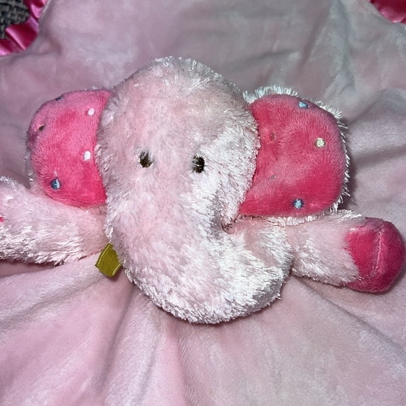 Baby girls pink Elephant snuggle buddy security  blankie rattle toy lovey - Picture 2 of 5